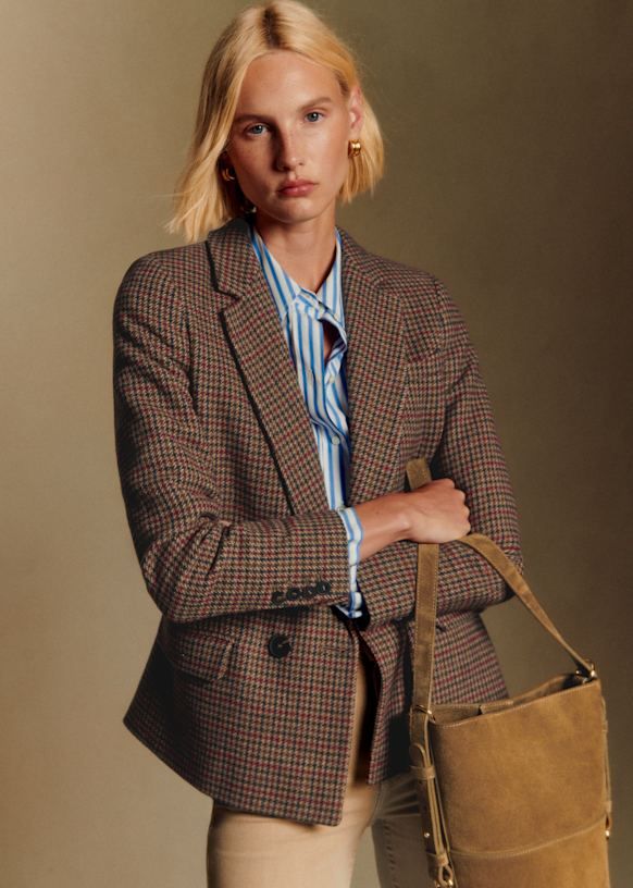 Christie Jacket - Brown Houndstooth - Recycled Wool - Sézane
