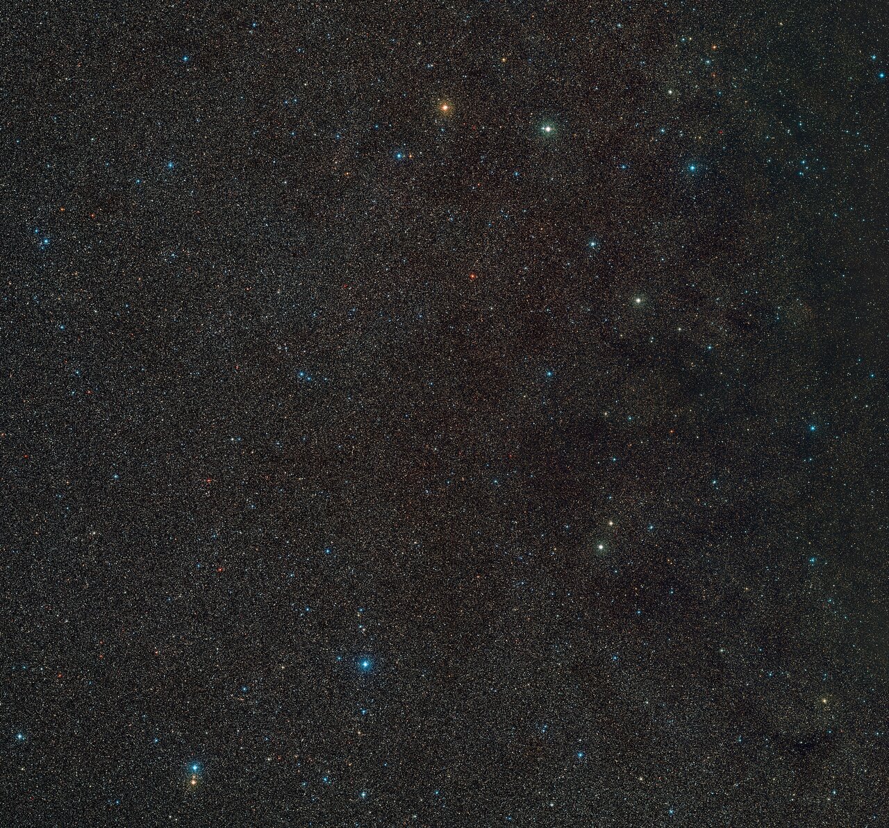 Snímka časti vesmíru obsahujúcej stovky vzdialených hviezd