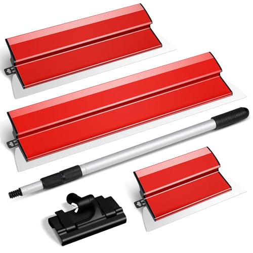 Suokoun Drywall Skimming Spatula Set With Extension Handle&amp;#65288;250mm+400mm+600mm&amp;#65289;, Professional Drywall Smoothing Set for Smoothing Wall and Ceiling