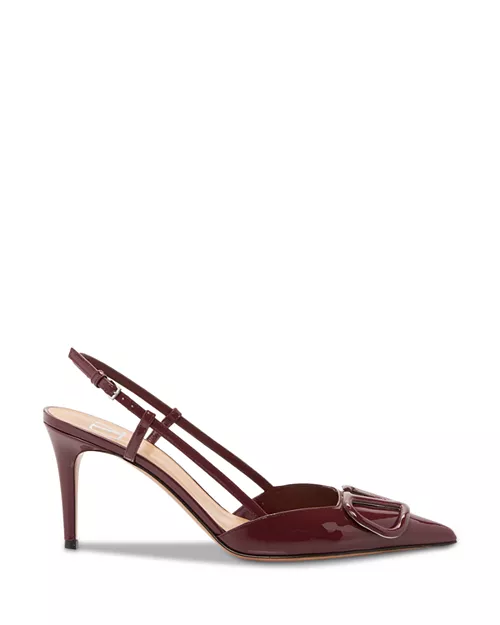 Women&#039;s Vlogo Patent Leather Pointed Slingback Pumps