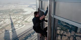 Tom cruise climbing the Burj Kahlifa in Mission Impossible Ghost Protocol