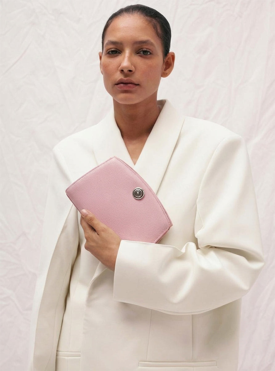 Pushlock Clutch Pink Lizard