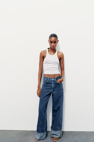 Trf High Waist Turned Up Jeans