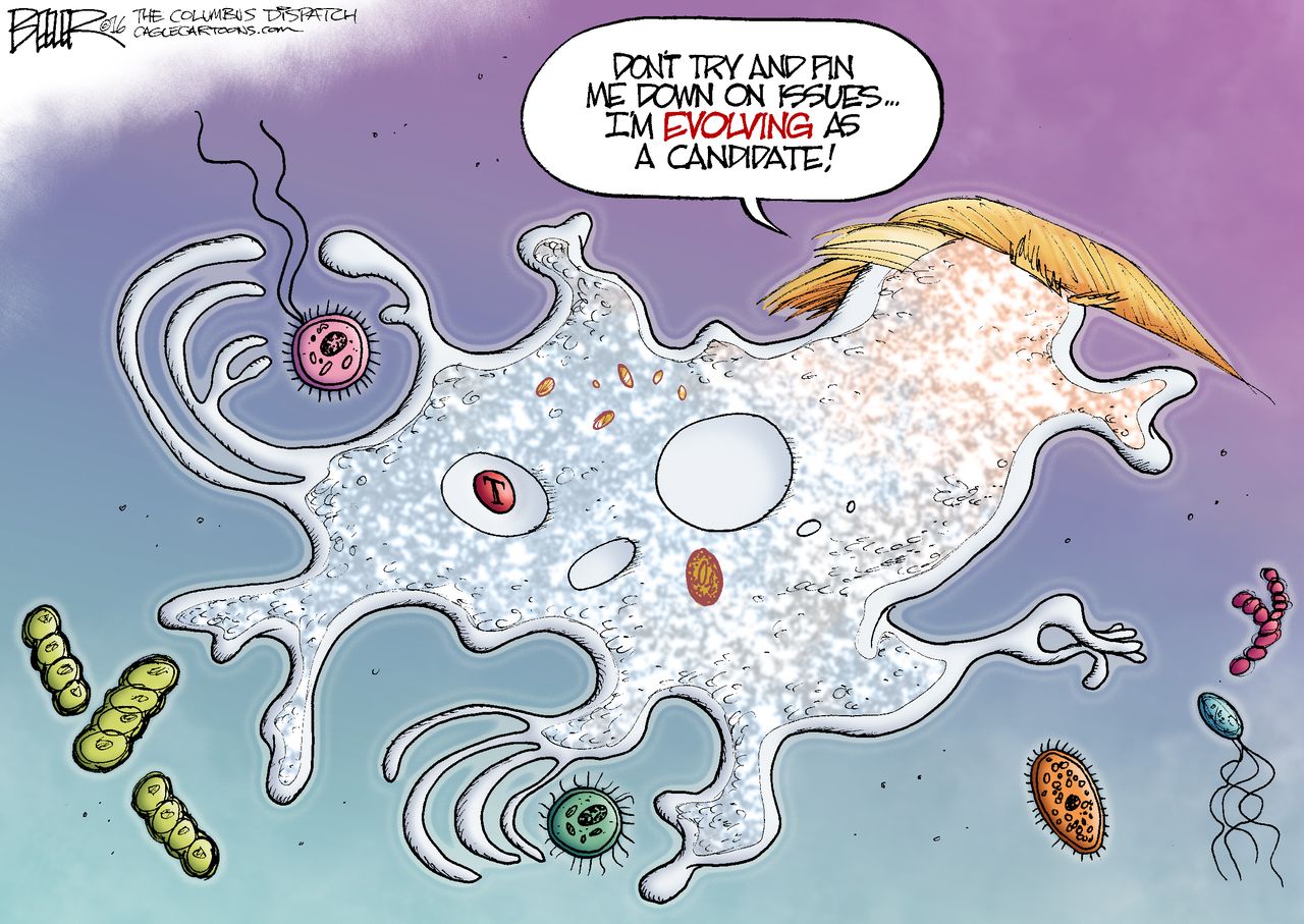 Political Cartoon U.S. Trump Evolution