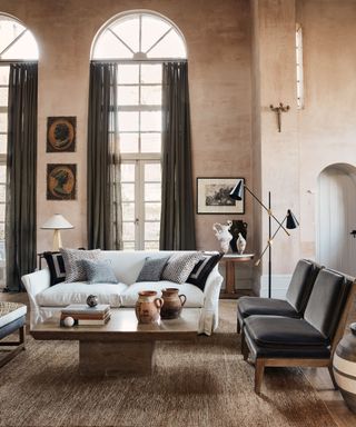 Classical living room with neutral palette and textural materials