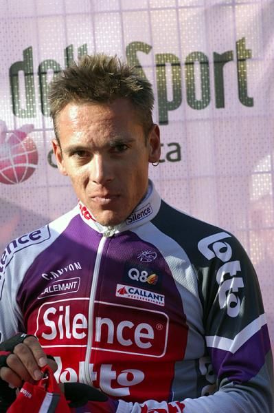 Philippe Gilbert (Silence-Lotto) awaits his podium appearance.