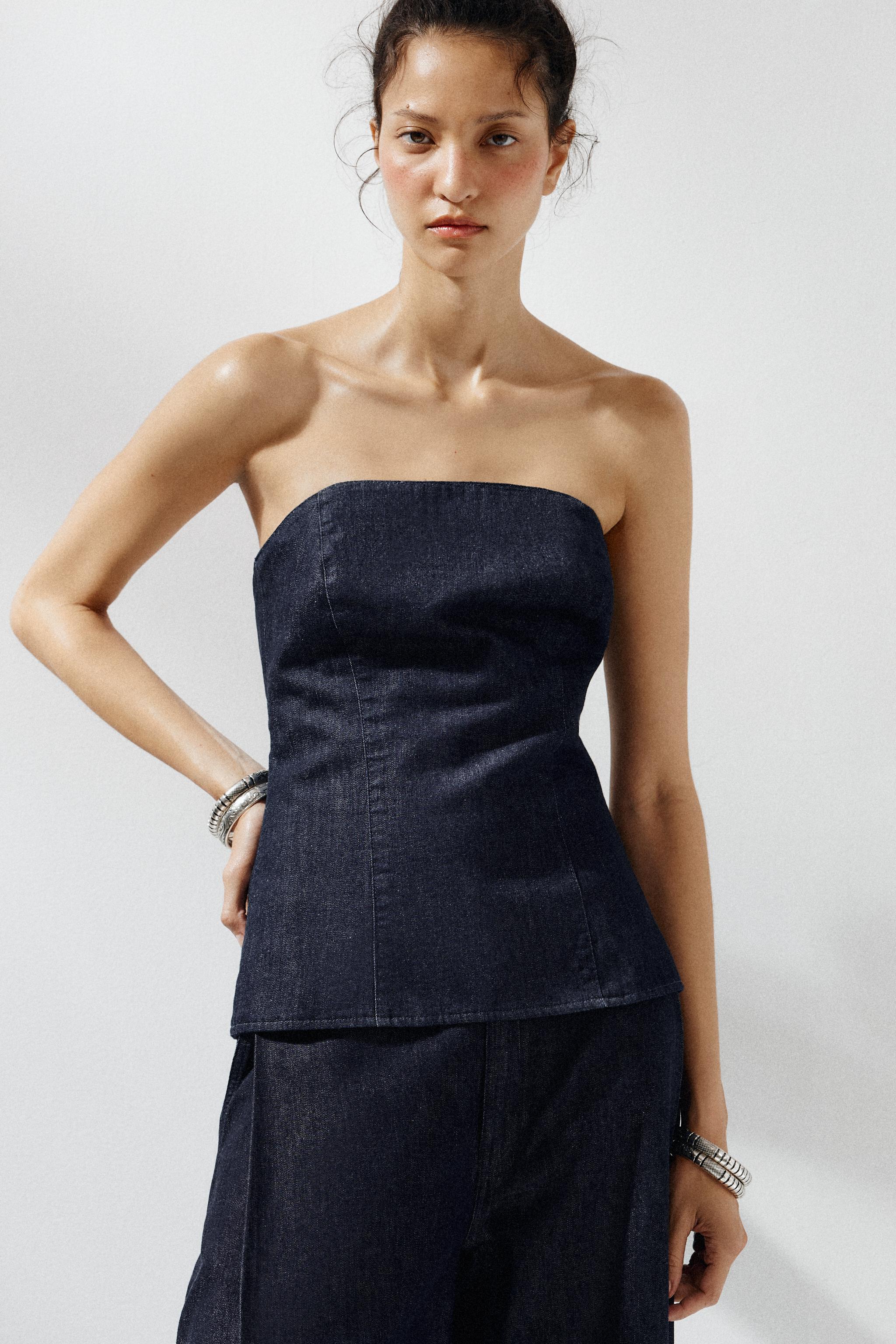 Trf Denim Bandeau Top