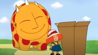 Maggie and her beast in Maggie and the Ferocious Beast, knocking on a box.