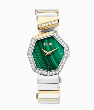 Gem Dior watch with green dial and diamonds