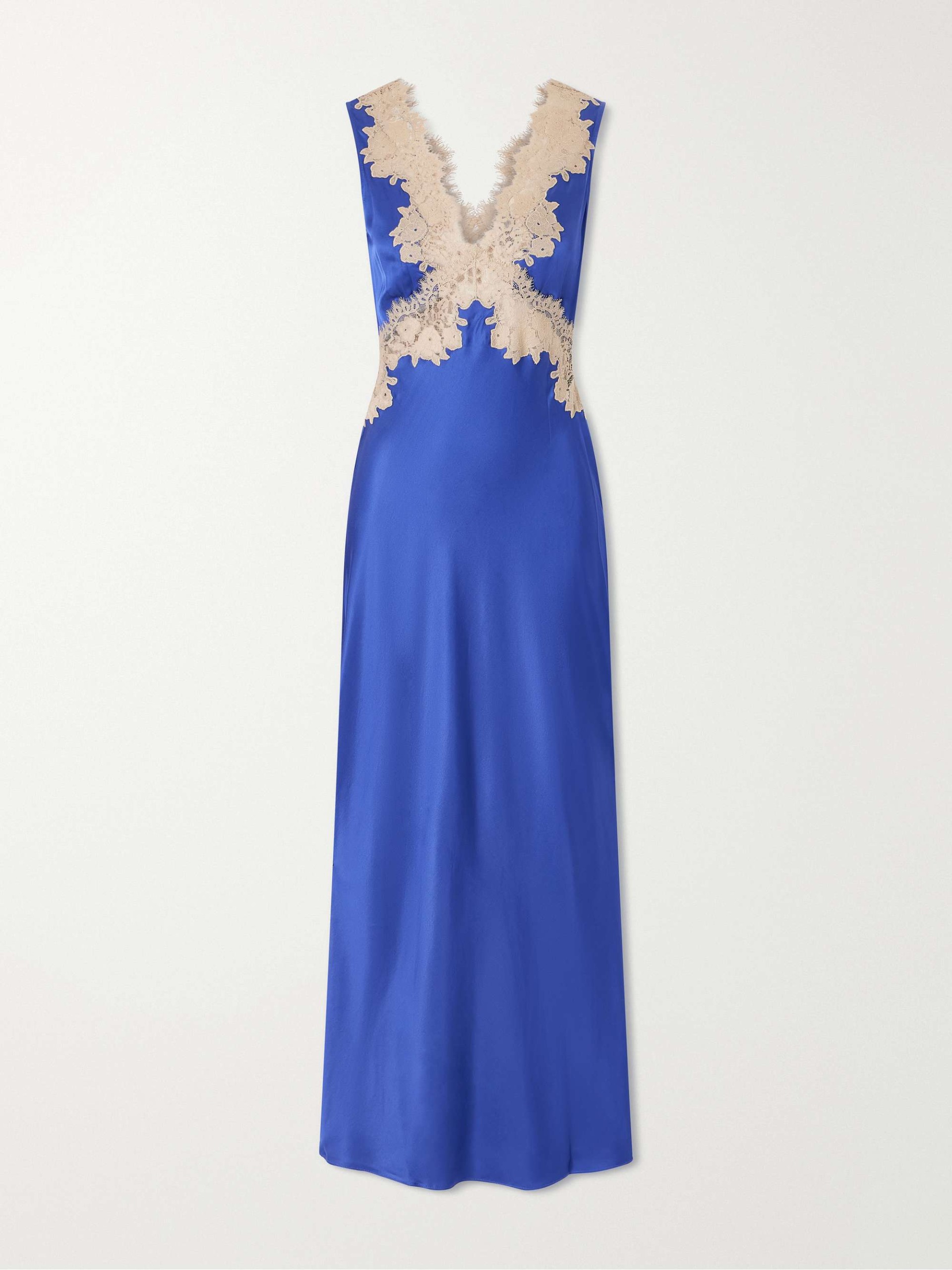 Lysandra Lace-Trimmed Satin Midi Dress