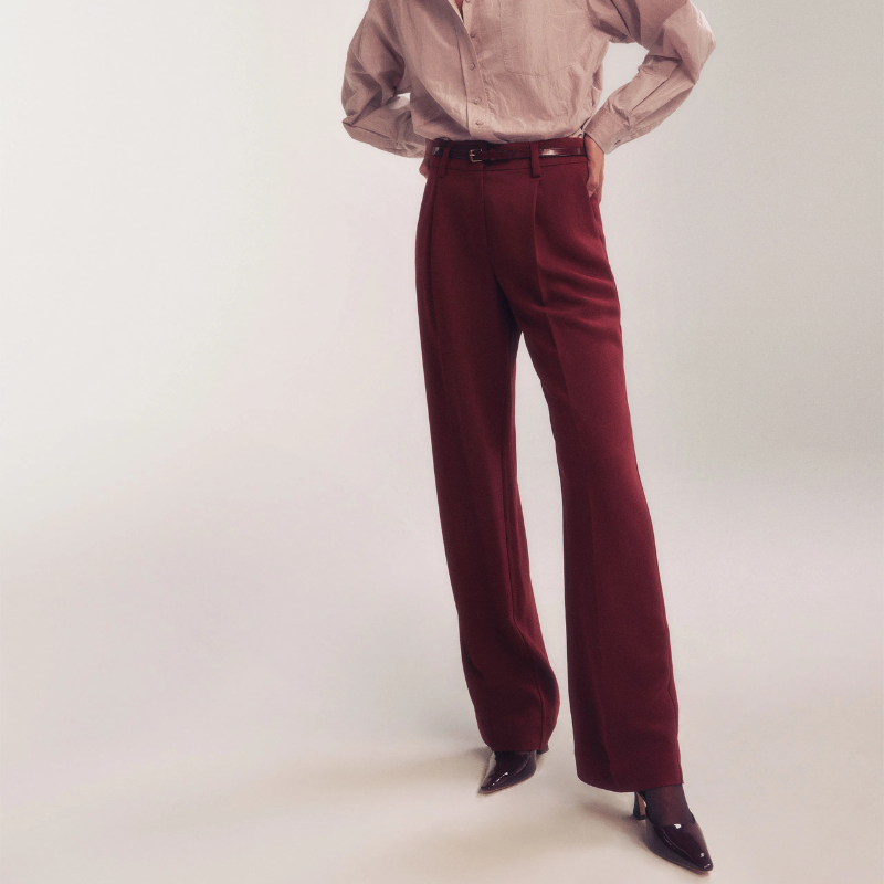 Pair of burgundy flared trousers