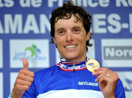 Sylvain Chavanel with his fourth gold medal in the French national TT championship