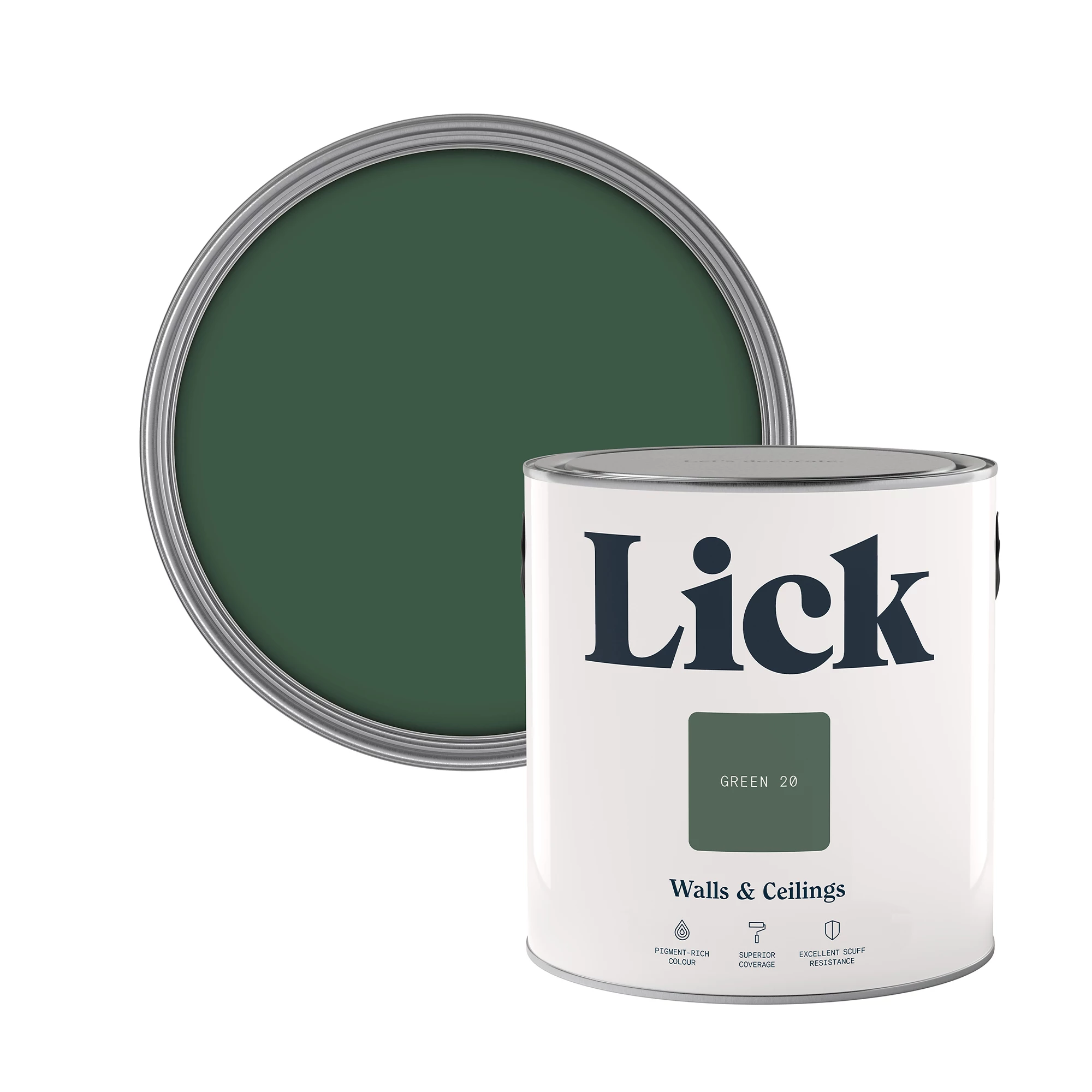 Lick Green 20 Matt Wall &amp;amp; Ceiling Emulsion Paint, 2.5l