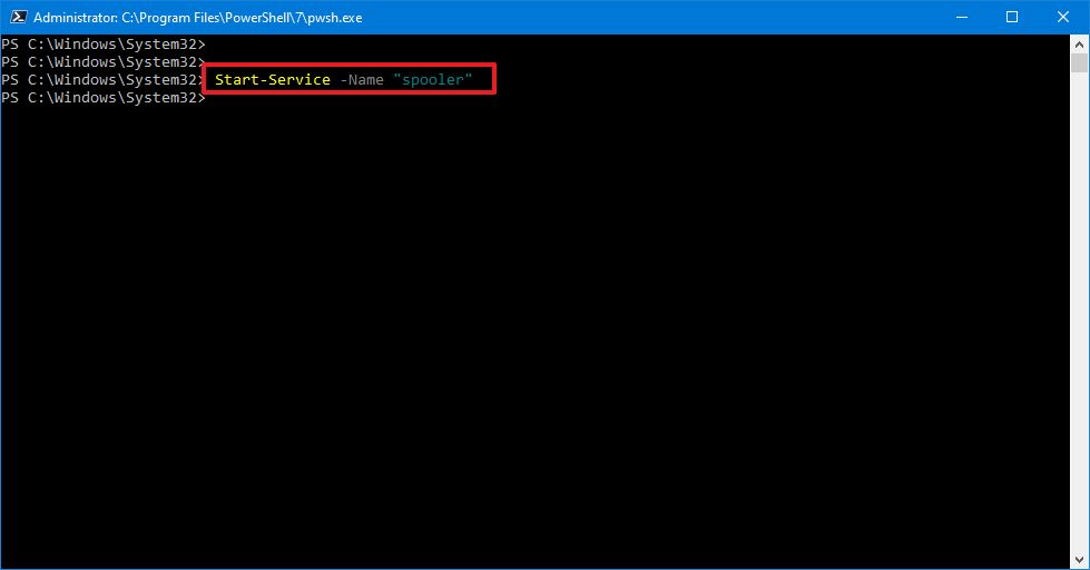 Start Service Powershell Command