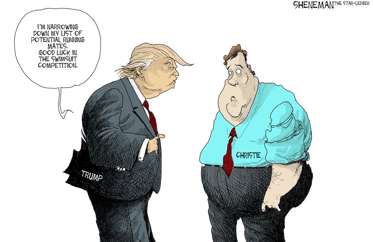 Political Cartoon U.S. Trump Christie 2016