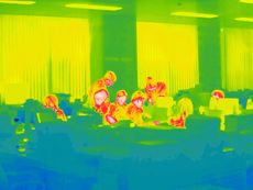 Heat map styled photo of people in office environment