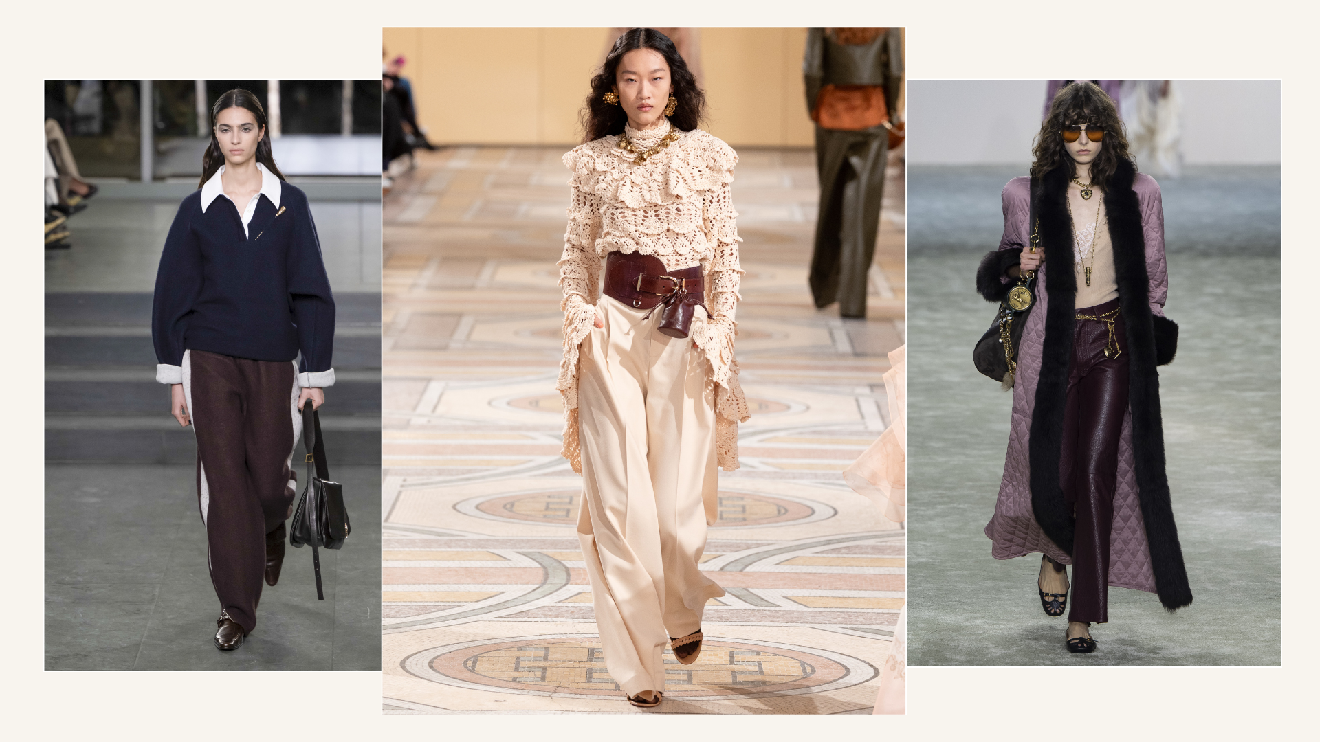 Autumn/Winter 25 trouser trends - Tory Burch, Zimmermann, Chloe