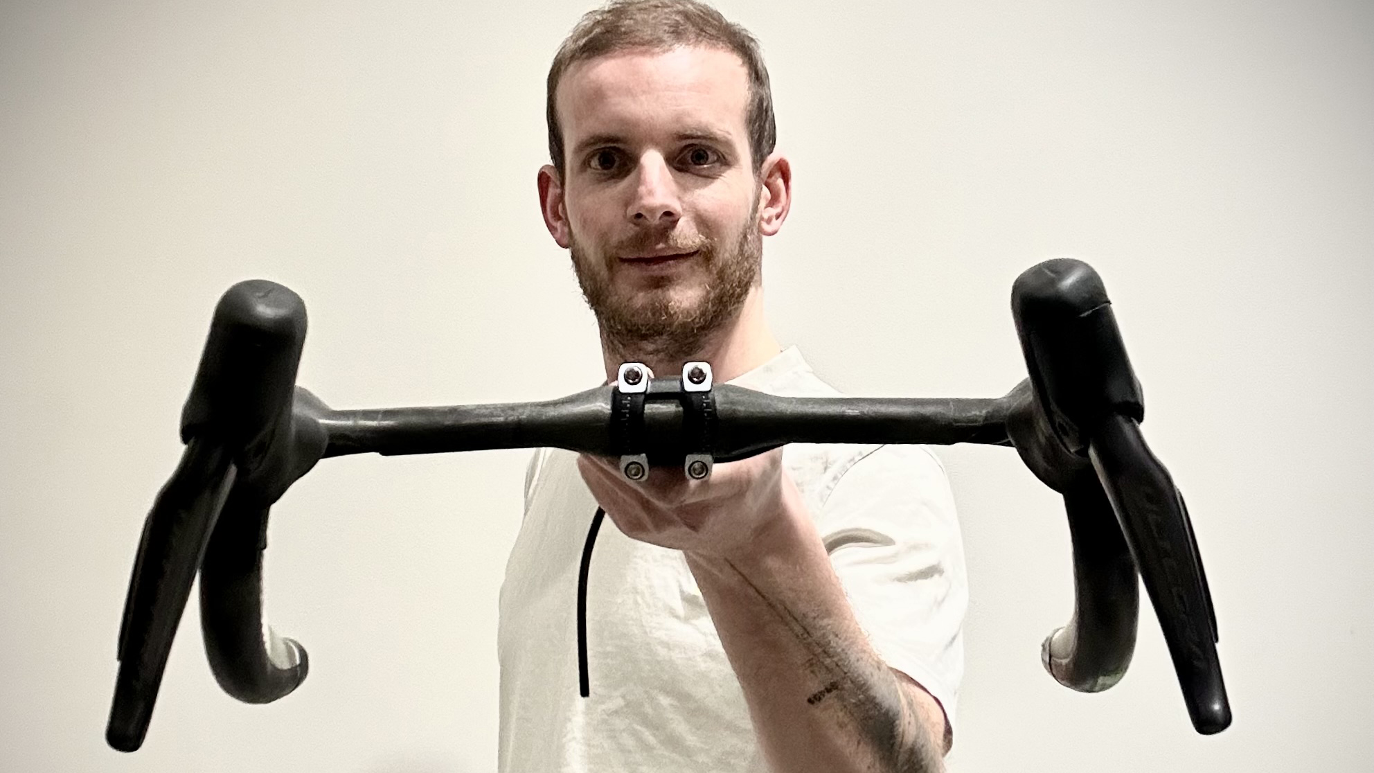 Tim Allen holding the Aer handlebars