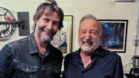 Keanu Reeves (left) and Peter Hook backstage at the Warfield in San Francisco, September 21, 2026