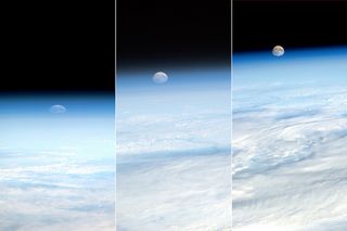 The rising moon over the limb of the Earth is shown in stages in this fabulous set of images snapped by Italian astronaut Paolo Nespoli on Jan. 19, 2011 from the International Space Station.