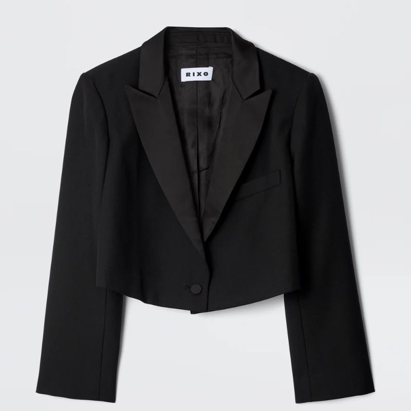 RIXO black cropped blazer