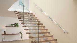 glass wood and metal staircase