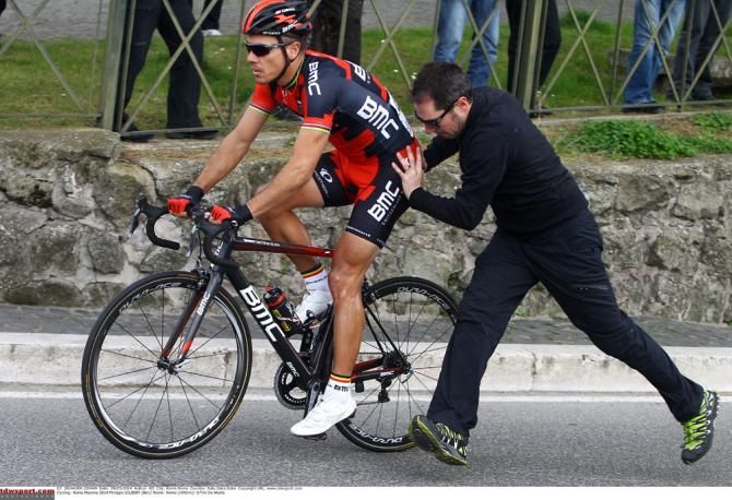 Philippe Gilbert (BMC) had to chase back to the bunch