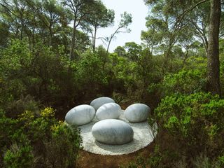 Land art installation by German artist/naturalist Nils-Udo. Various works are scattered throughout the Louis Benech-designed wild ‘non-garden’ surrounding the property