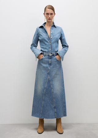 Denim Shirt With Seams