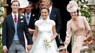 James Matthews and Pippa Middleton leave St Mark's Church along with Catherine, Duchess of Cambridge after their wedding on May 20, 2017 in Englefield Green, England.
