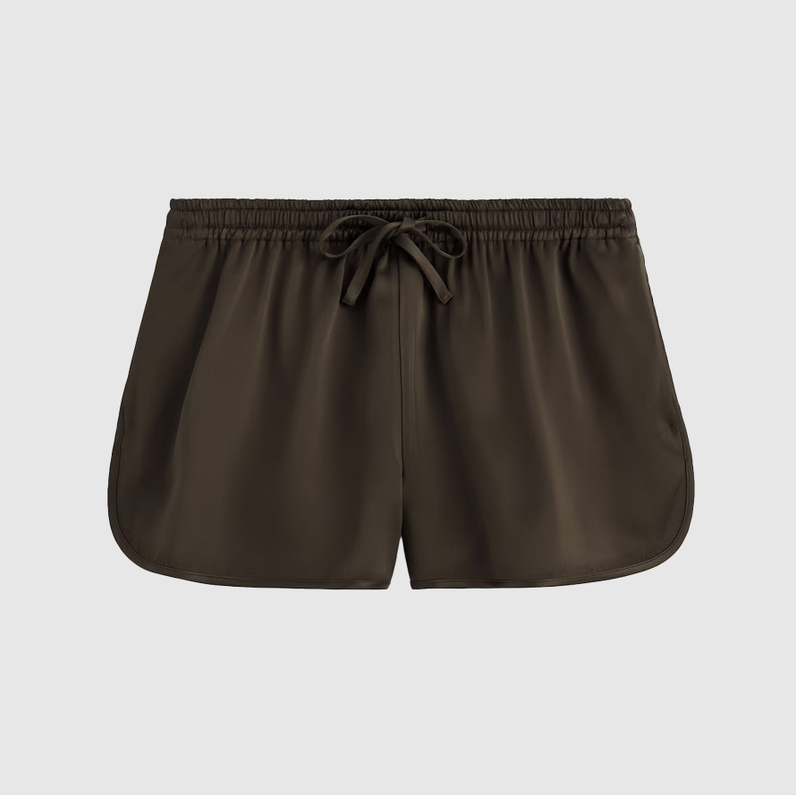 Brown track shorts.