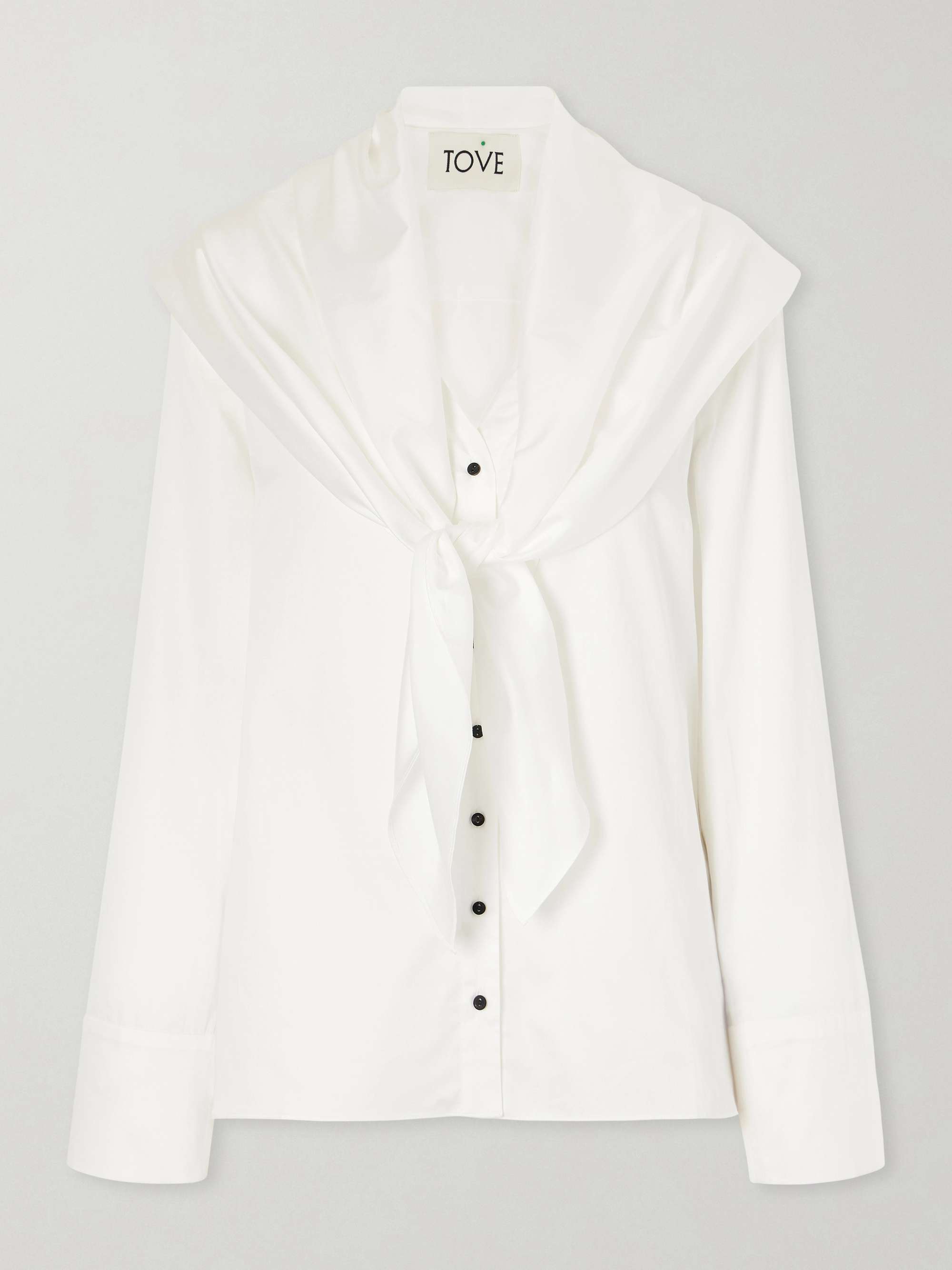 Nia Scarf-Detailed Cotton-Poplin Shirt