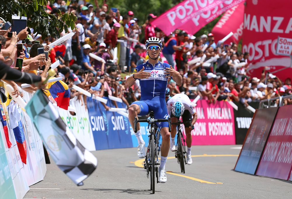 Julian Alaphilippe (Quick-Step Floors) wins stage 4 of Colombia Oro y Paz and takes the overall lead.
