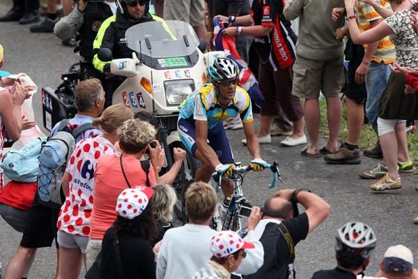Andreas Kl&ouml;den (Astana) was unable to keep pace with his teammate Alberto Contador and the Schlecks on the final climb.