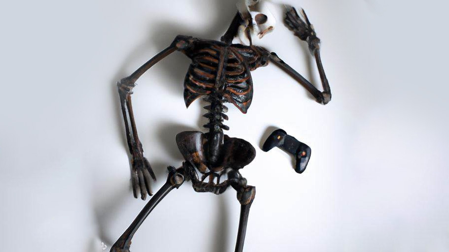 Bing AI generierte ein Bild eines Skeletts, das einen Xbox-Controller hält