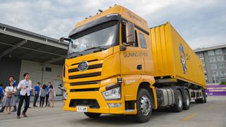 a PlusAI autonomous truck as shown in China
