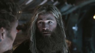 Bro Thor talking to Chris Pratt in the Guardians ship at the end of Avengers: Endgame