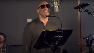 Vin Diesel wearing his shades while recording in the studio for Guardians of the Galaxy.