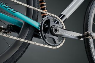 Detail of SRAM Force AXS chainset fitted to a Specialized Crux Pro gravel bike