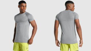 Gymshark Vital Light Seamless gym T-shirt front and back views