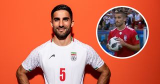 World Cup 2022: 'Roly-poly throw-in' legend Milad Mohammadi of IR Iran poses during the official FIFA World Cup Qatar 2022 portrait session on November 15, 2022 in Doha, Qatar.