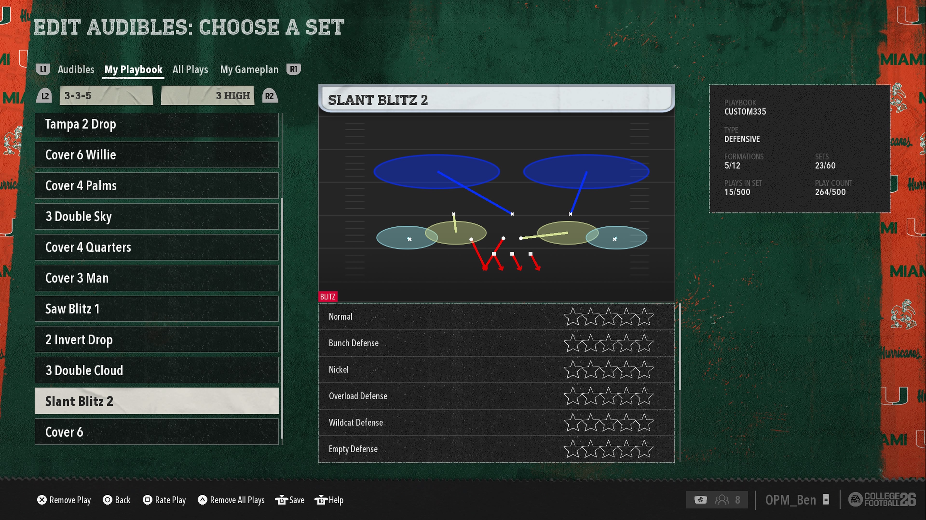 Slant Blitz 2 defensive play in College Football 26