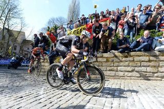 Michael Goolaerts in the break during the 2017 Tour of Flanders