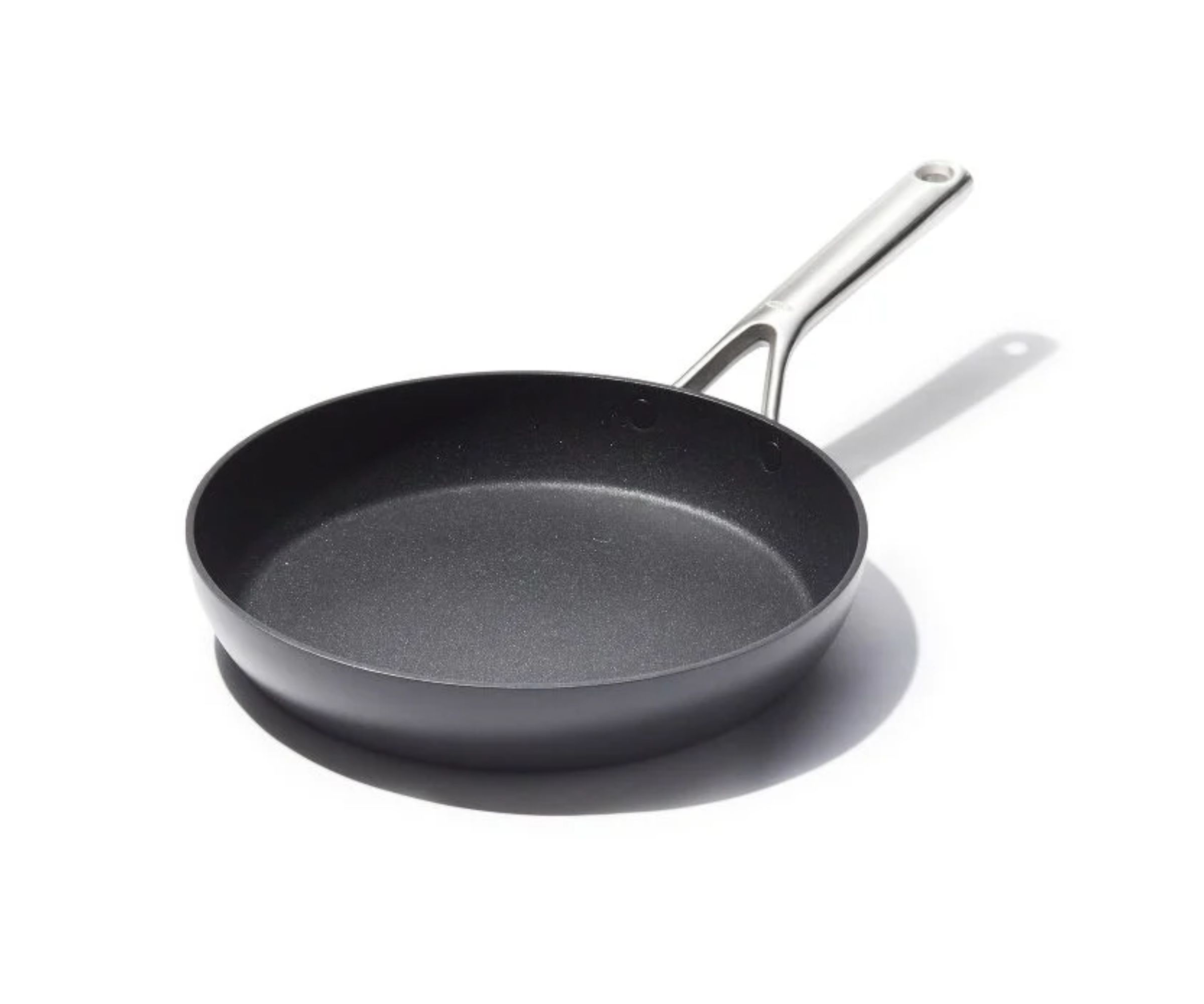 A black ceramic frying pan