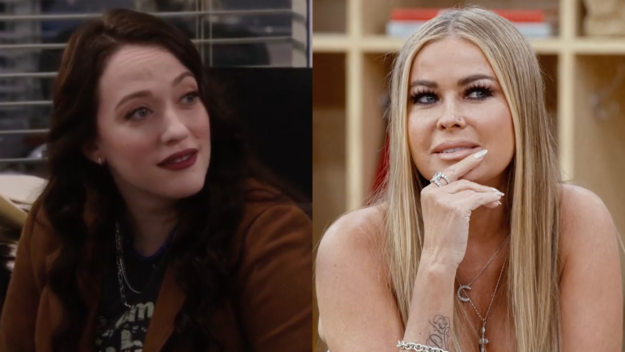 Kat Dennings and Carmen Electra in a side-by-side photo.