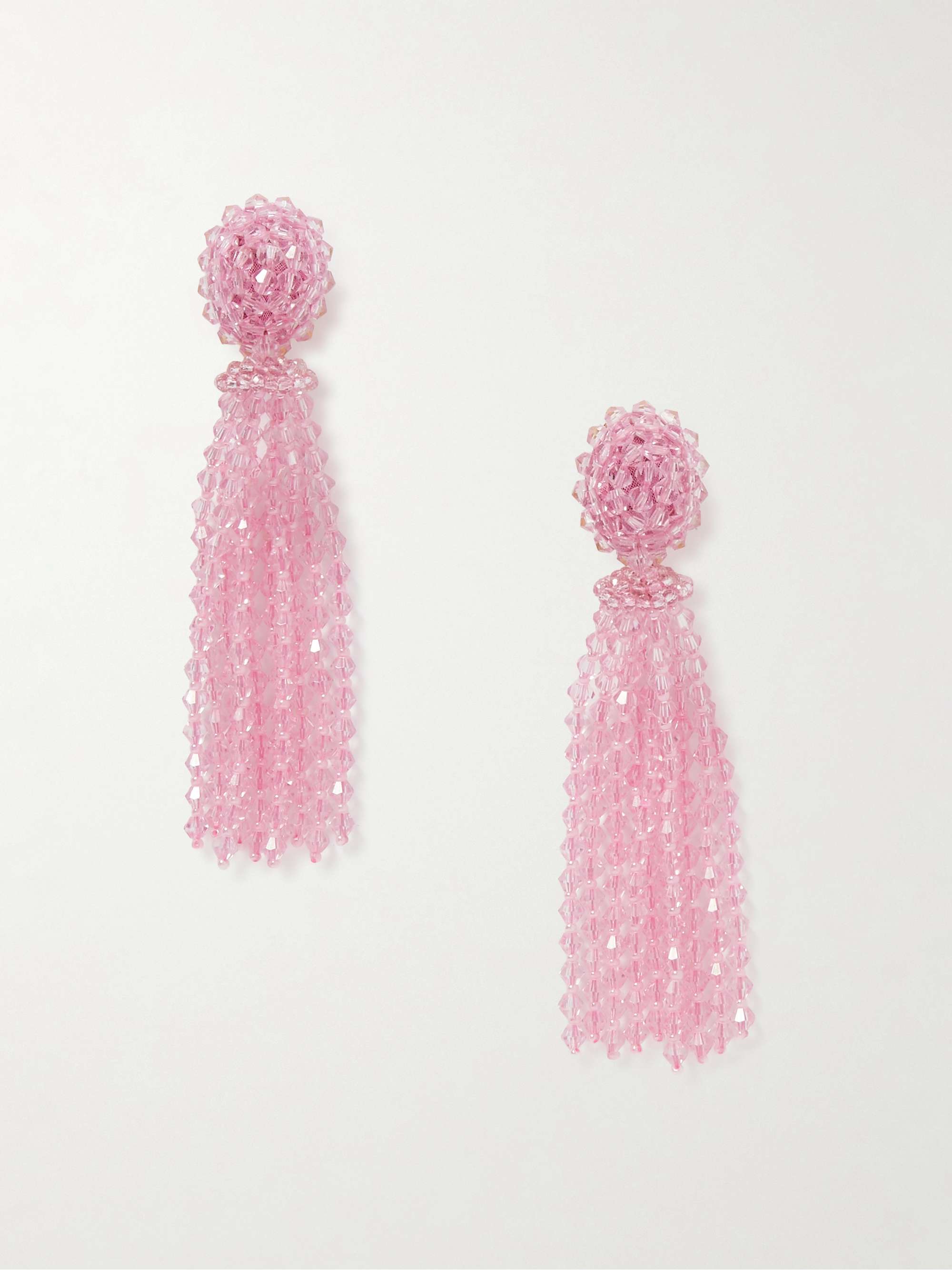 Tassel Beaded Clip Earrings