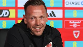 Wales manager Craig Bellamy in a press conference