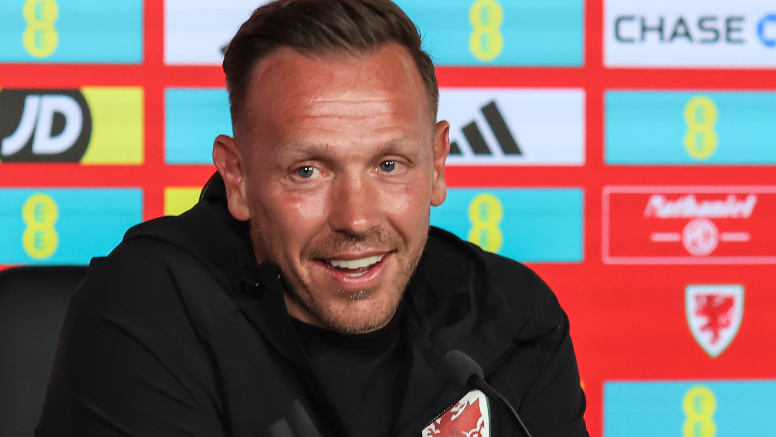 Wales manager Craig Bellamy in a press conference