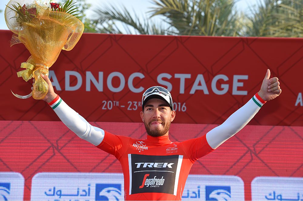 Giacomo Nizzolo (Trek-Segafredo) is the first leader of the 2016 Abu Dhabi Tour
