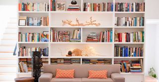Home library-style bookcase as suggested home organization idea